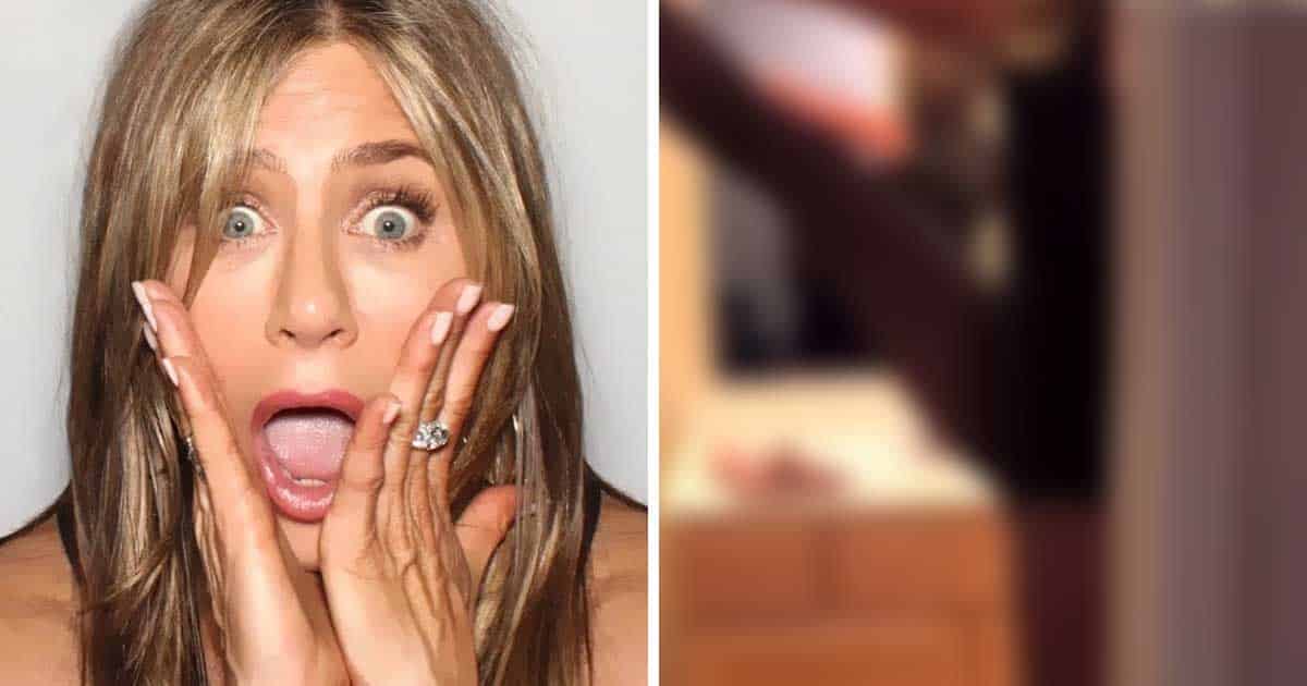 Jennifer Aniston Does a High Kick Wearing a Black Leotard