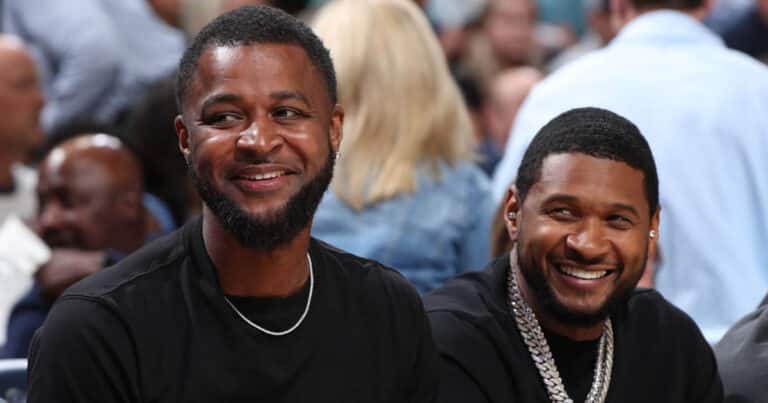 Usher Sits Courtside with His Doppelganger, Ja Morant's Dad